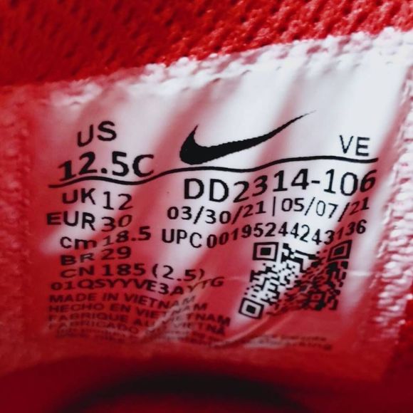 Nike Dunk High PS Basketball Sneakers Kids Size 12.5 C White Red Classic Shoes - Picture 8 of 8